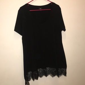 Oversized tee shirt with lace detail